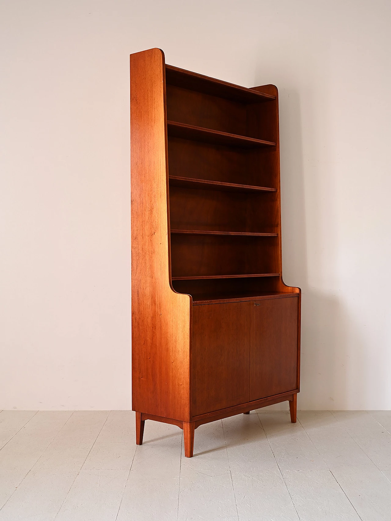 Danish wooden bookcase with shelves and storage unit, 1960s 4