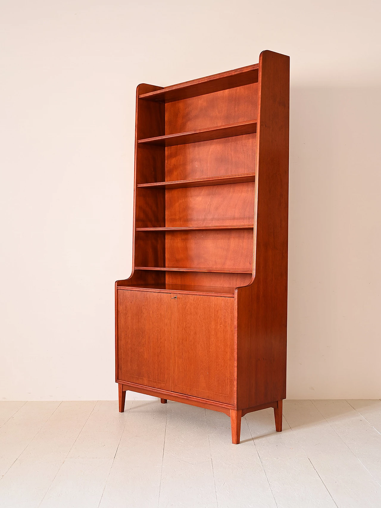 Danish wooden bookcase with shelves and storage unit, 1960s 5