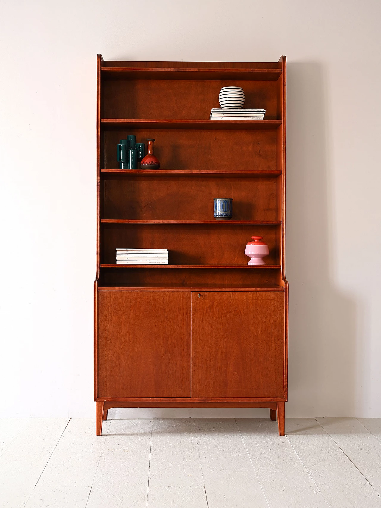 Swedish wooden bookcase with lockable doors, 1960s | intOndo