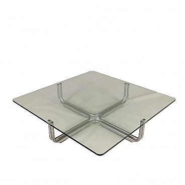 Glass and chrome-plated metal coffee table 784 by Gianfranco Frattini for Cassina, 1970s