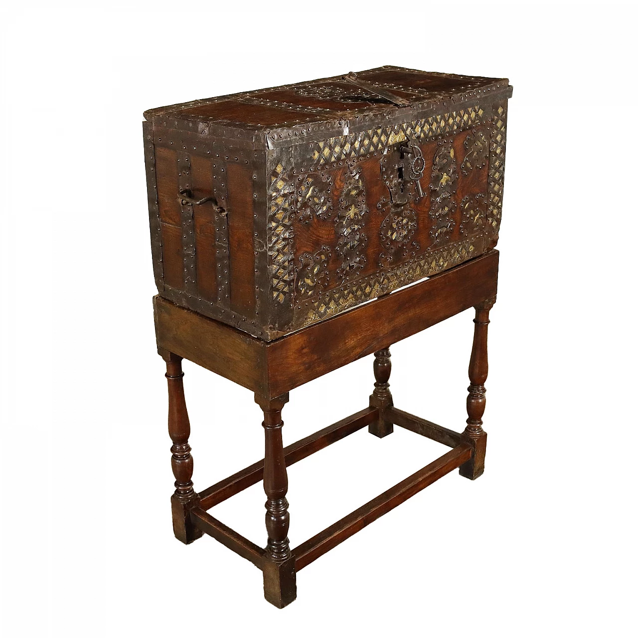 Neo-Renaissance style chest with side table, 19th century 1