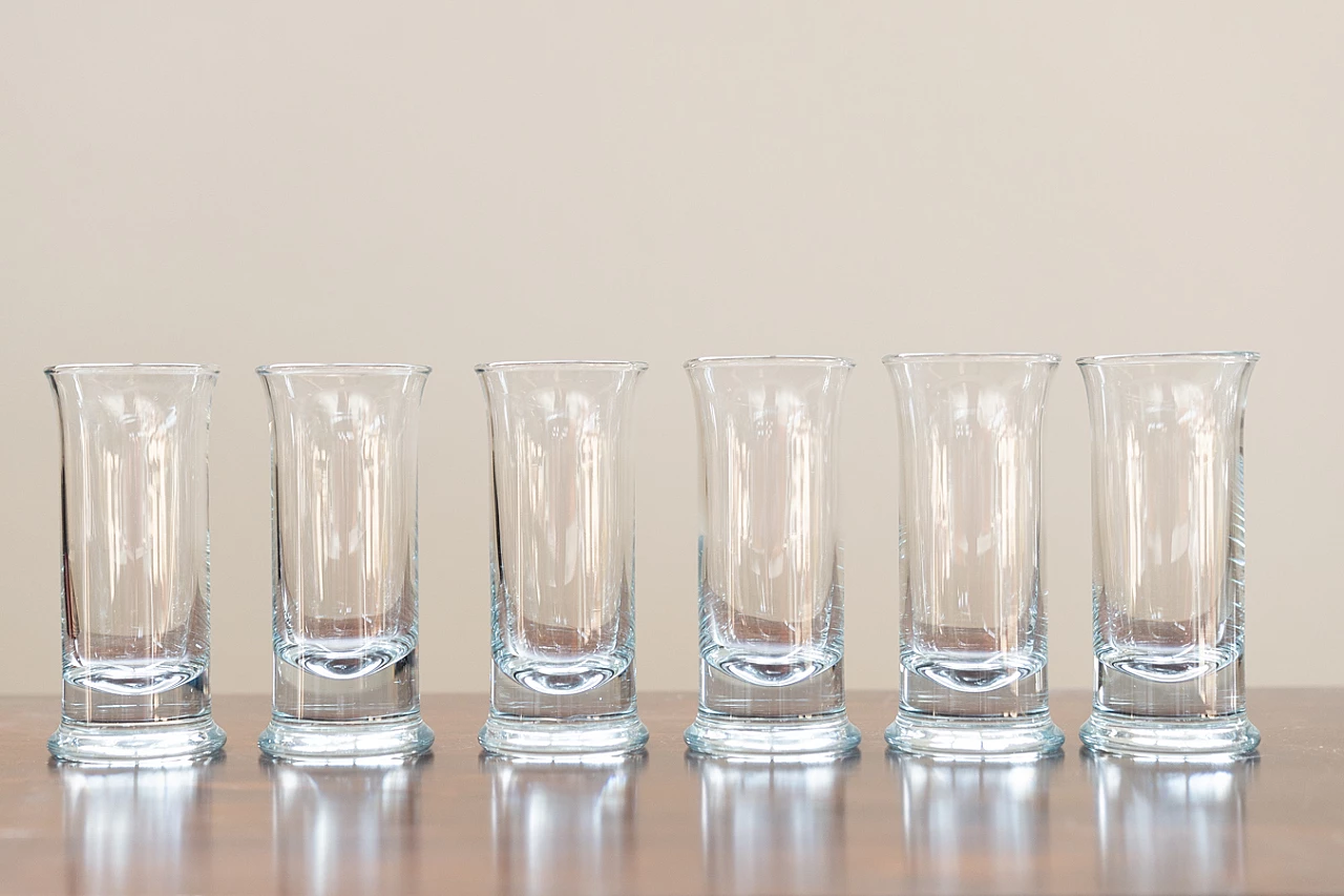 6 Tall crystal liquor glasses, 1970s 1