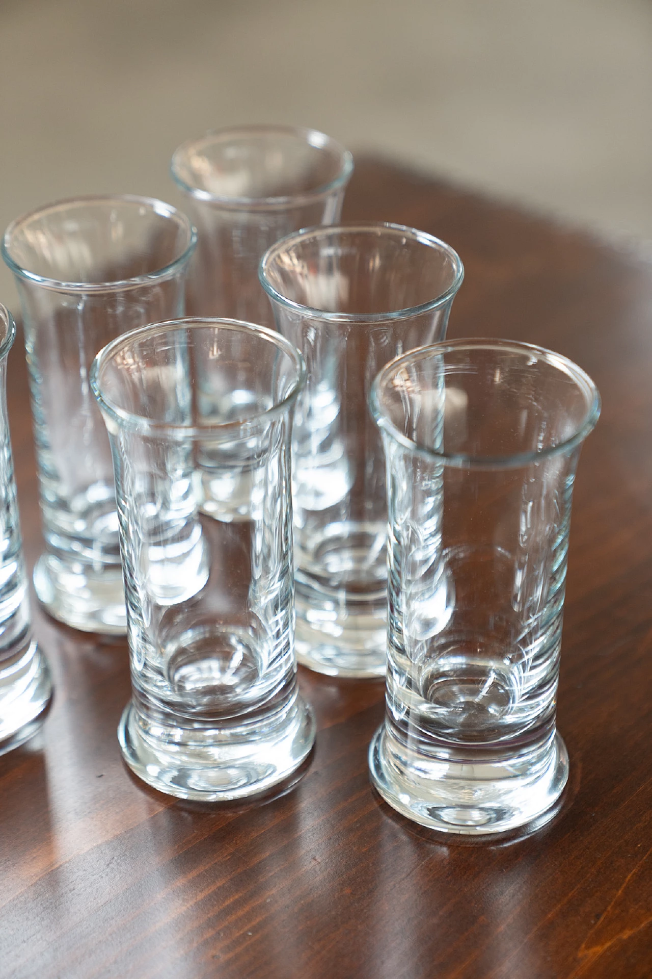 6 Tall crystal liquor glasses, 1970s 6