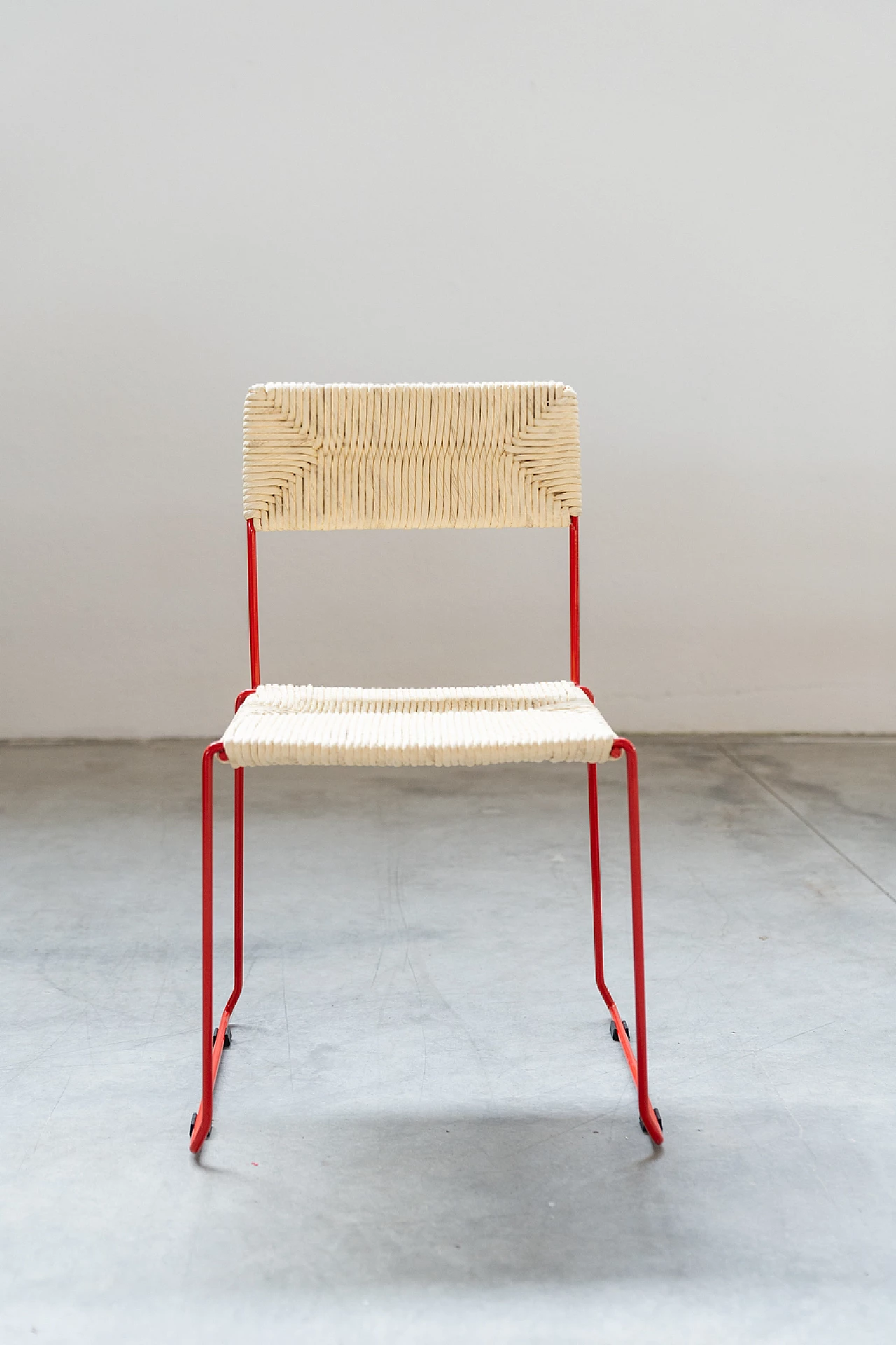 Chair in red iron and paper for Sintesi, 2000s 9