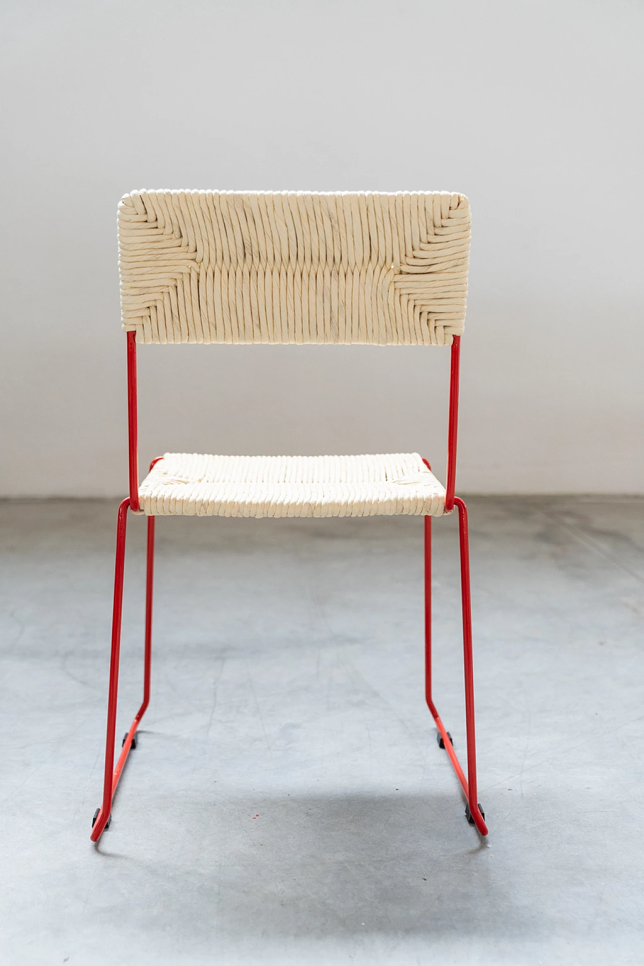 Chair in red iron and paper for Sintesi, 2000s 11