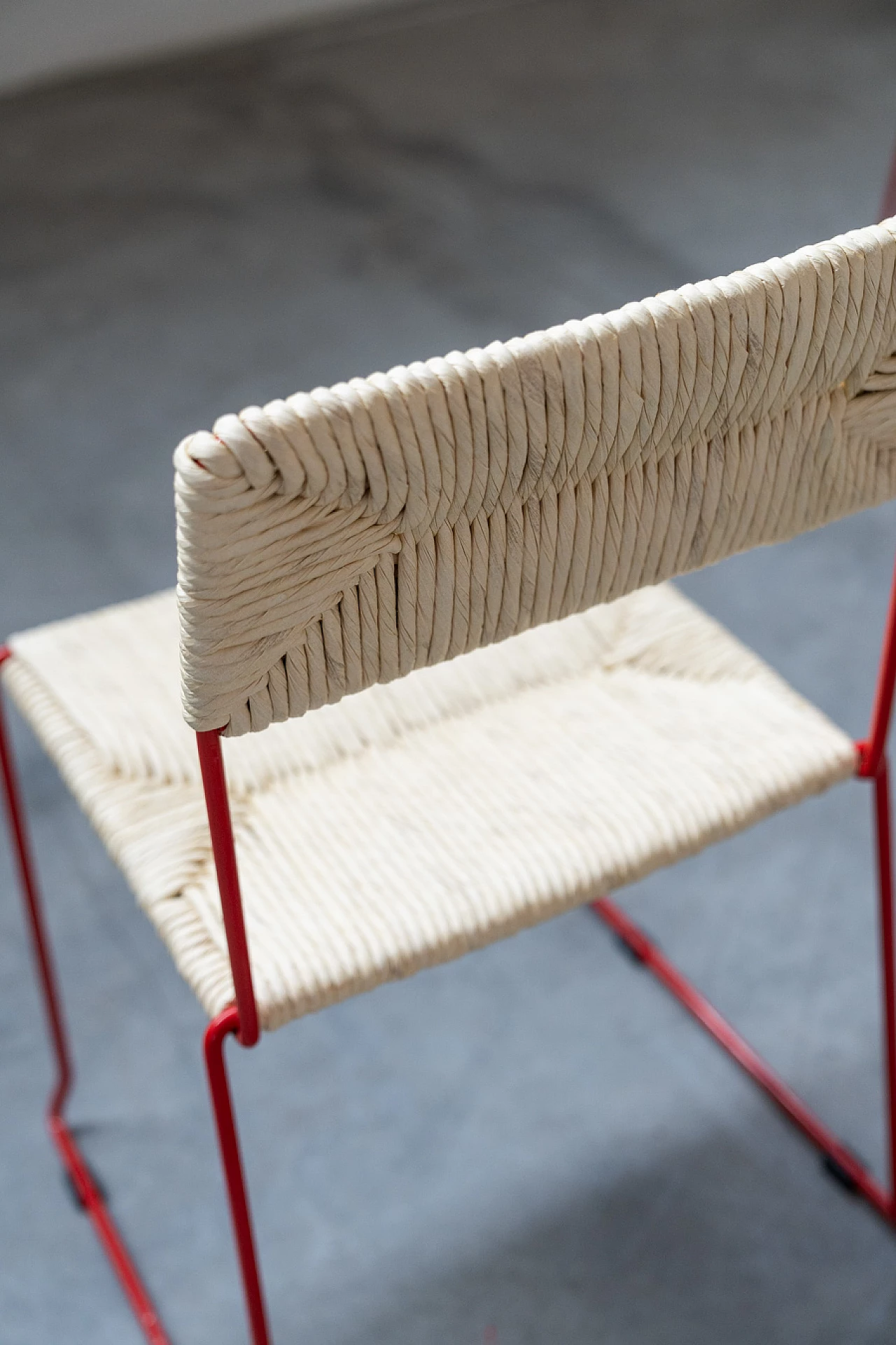 Chair in red iron and paper for Sintesi, 2000s 13