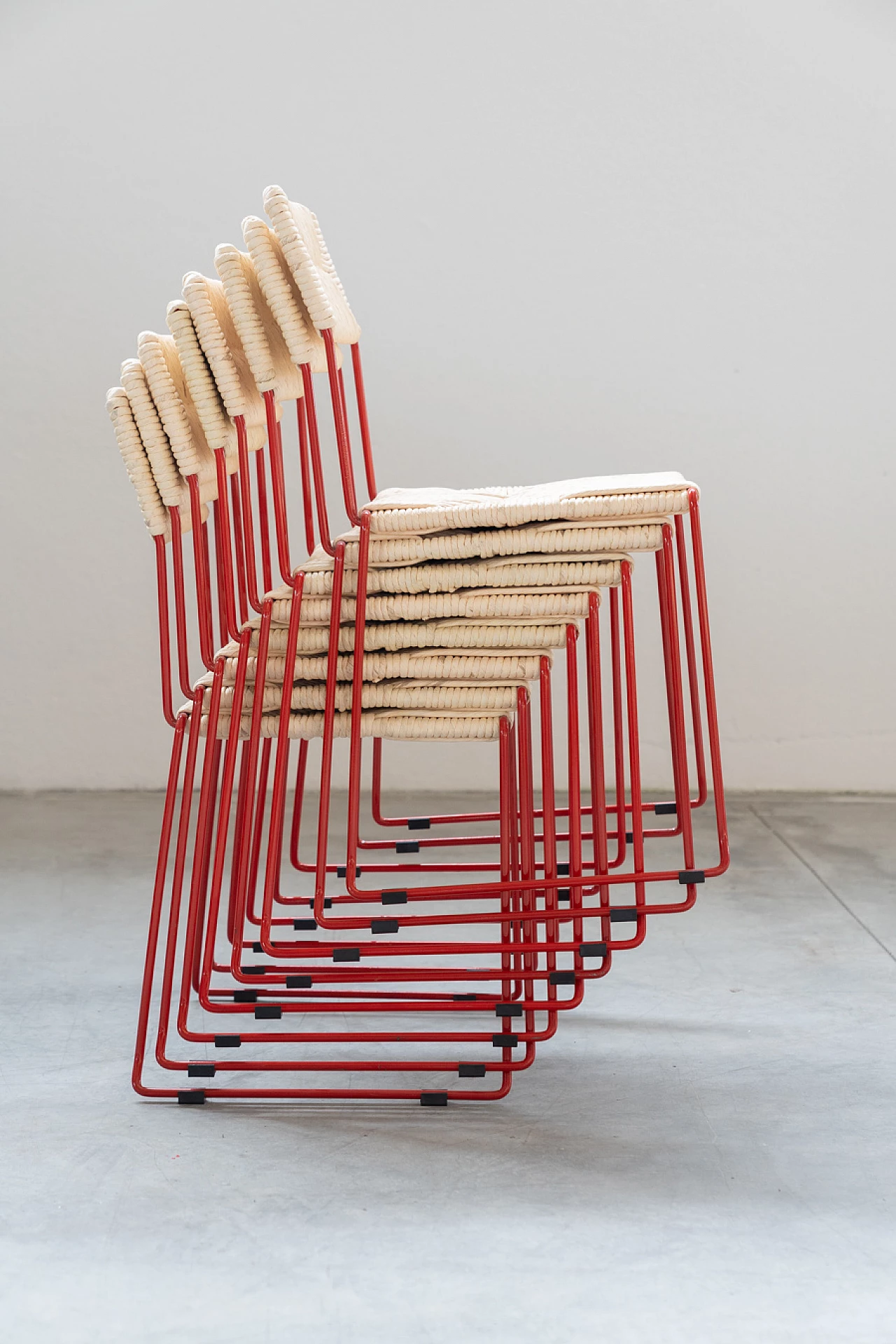 Chair in red iron and paper for Sintesi, 2000s 17