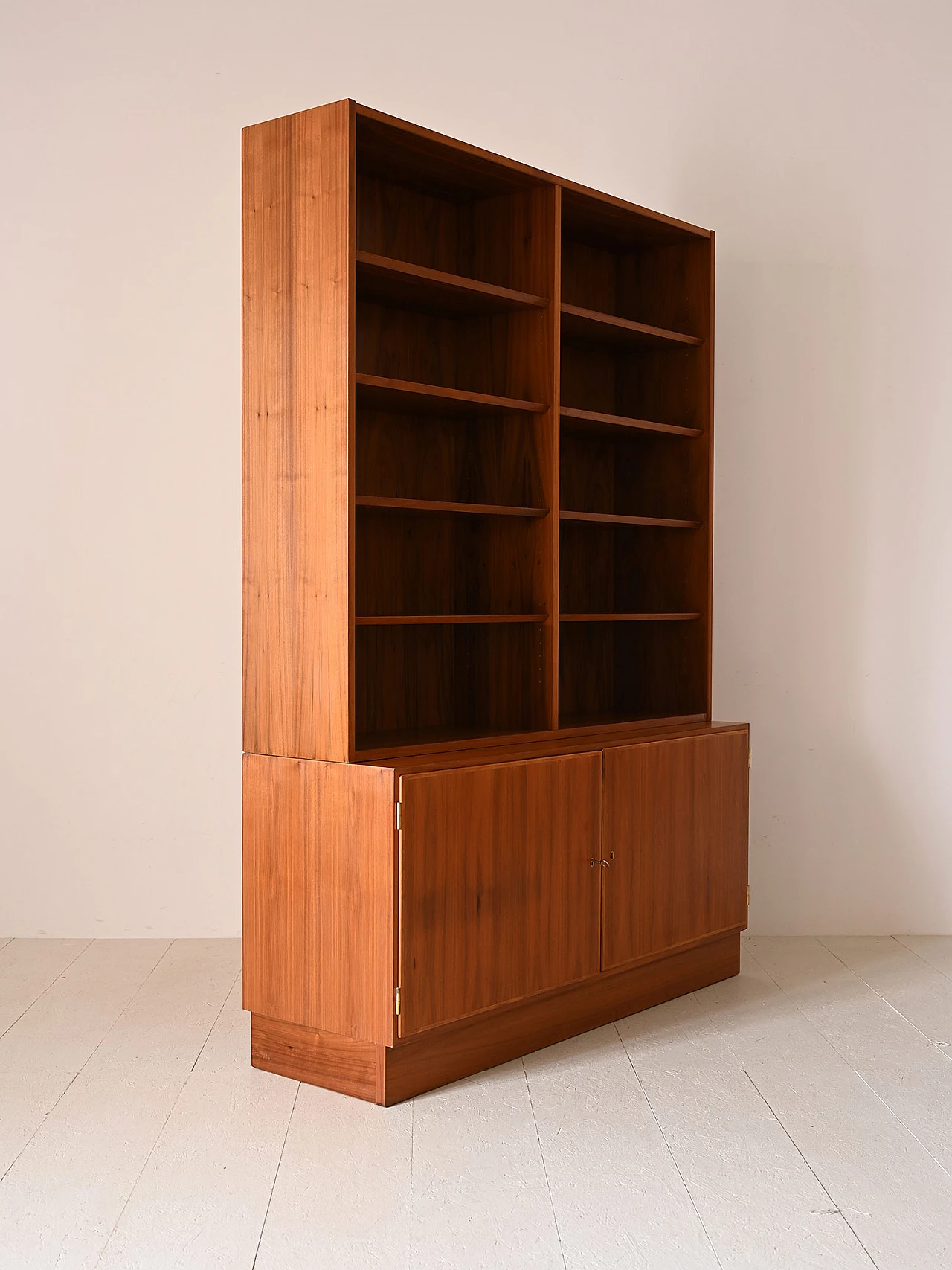 Libreria in teak con mobiletto, anni '70 4