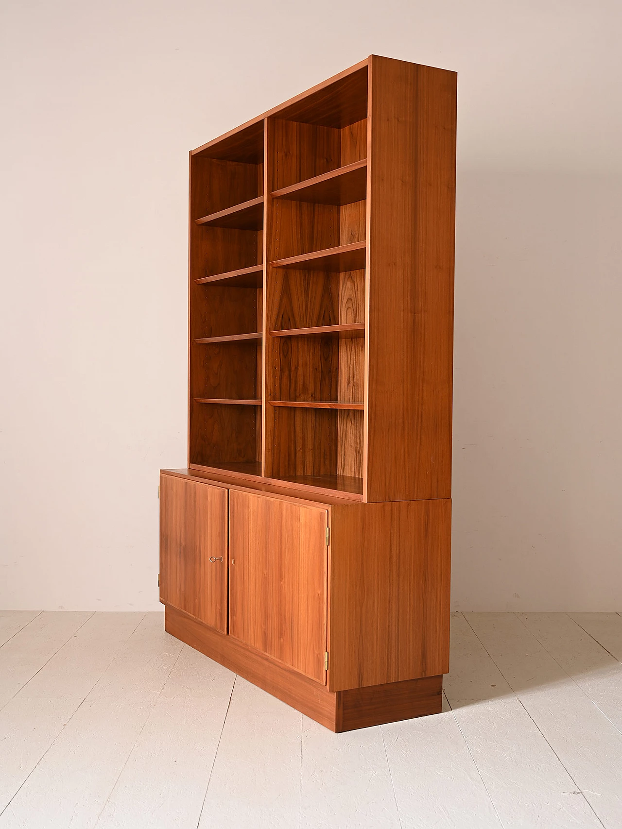 Libreria in teak con mobiletto, anni '70 5