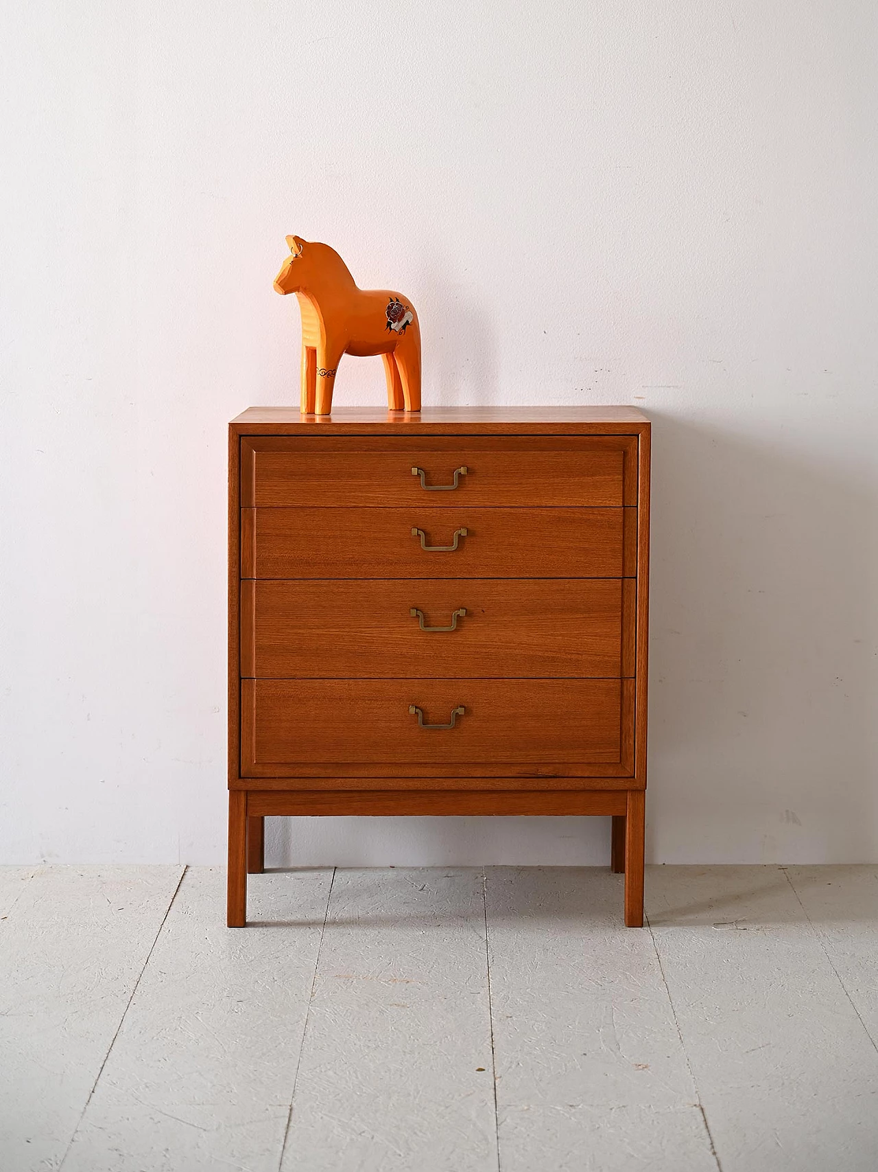 Wooden chest of drawers with metal handles, 1960s 2