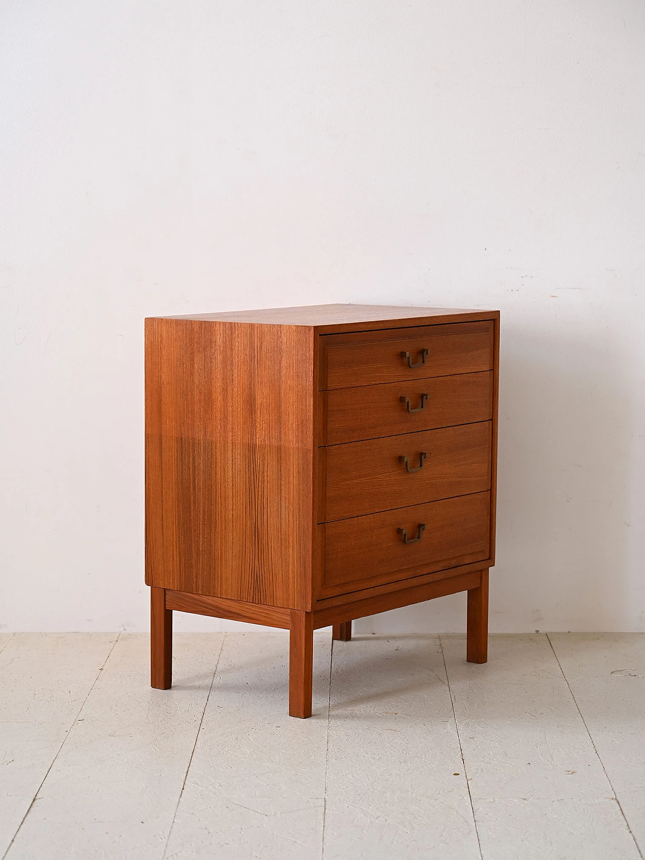 Wooden chest of drawers with metal handles, 1960s 3