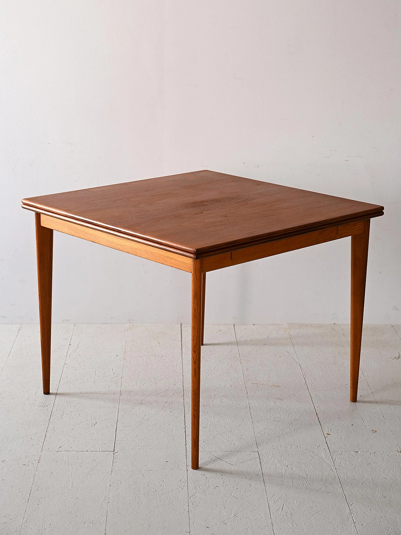 Tavolo quadrato allungabile in teak, anni '60 7