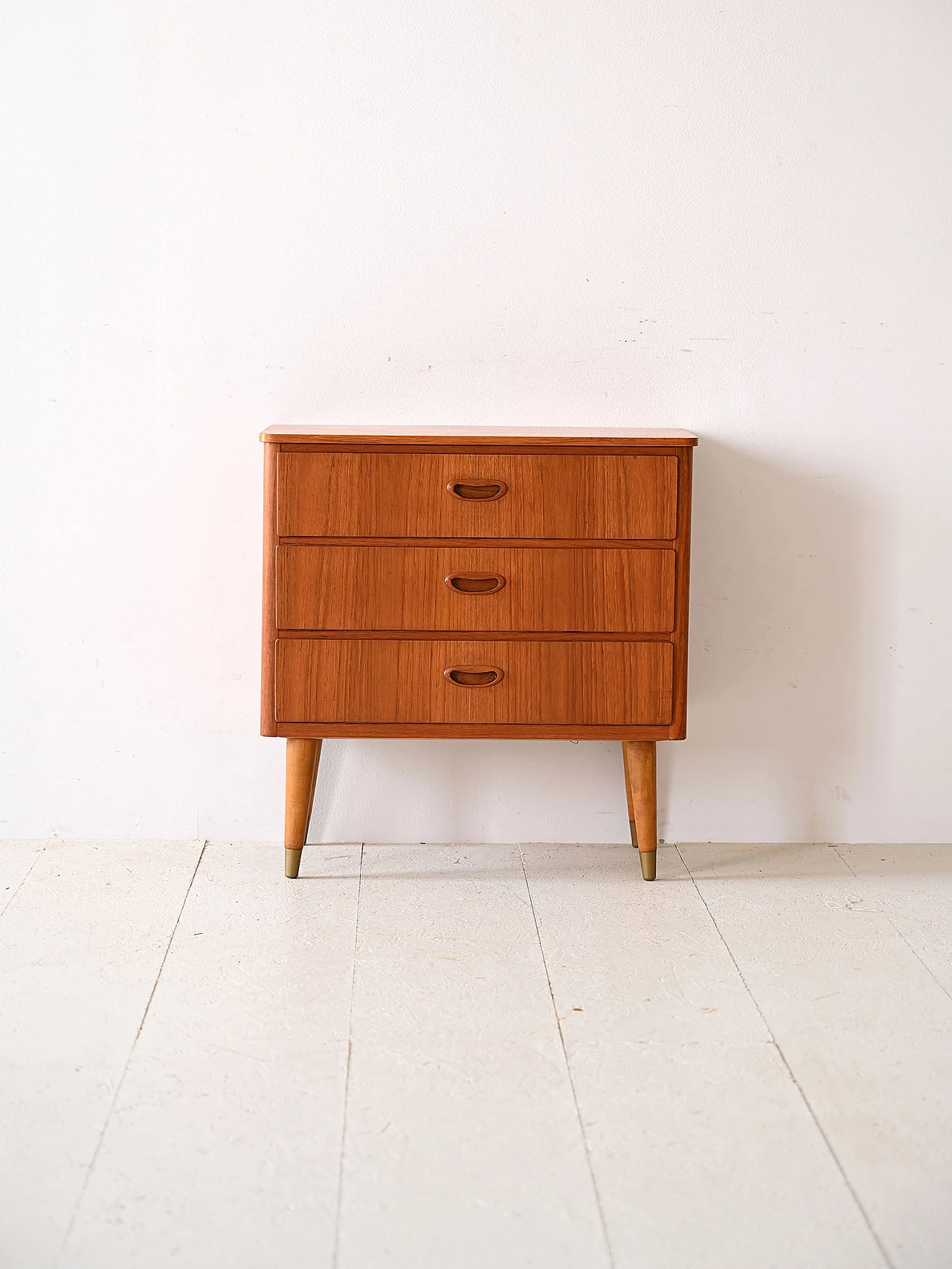 Teak chest of drawers with golden details, 1960s 1