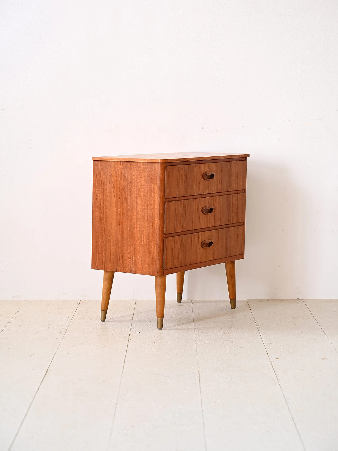 Teak chest of drawers with golden details, 1960s 3