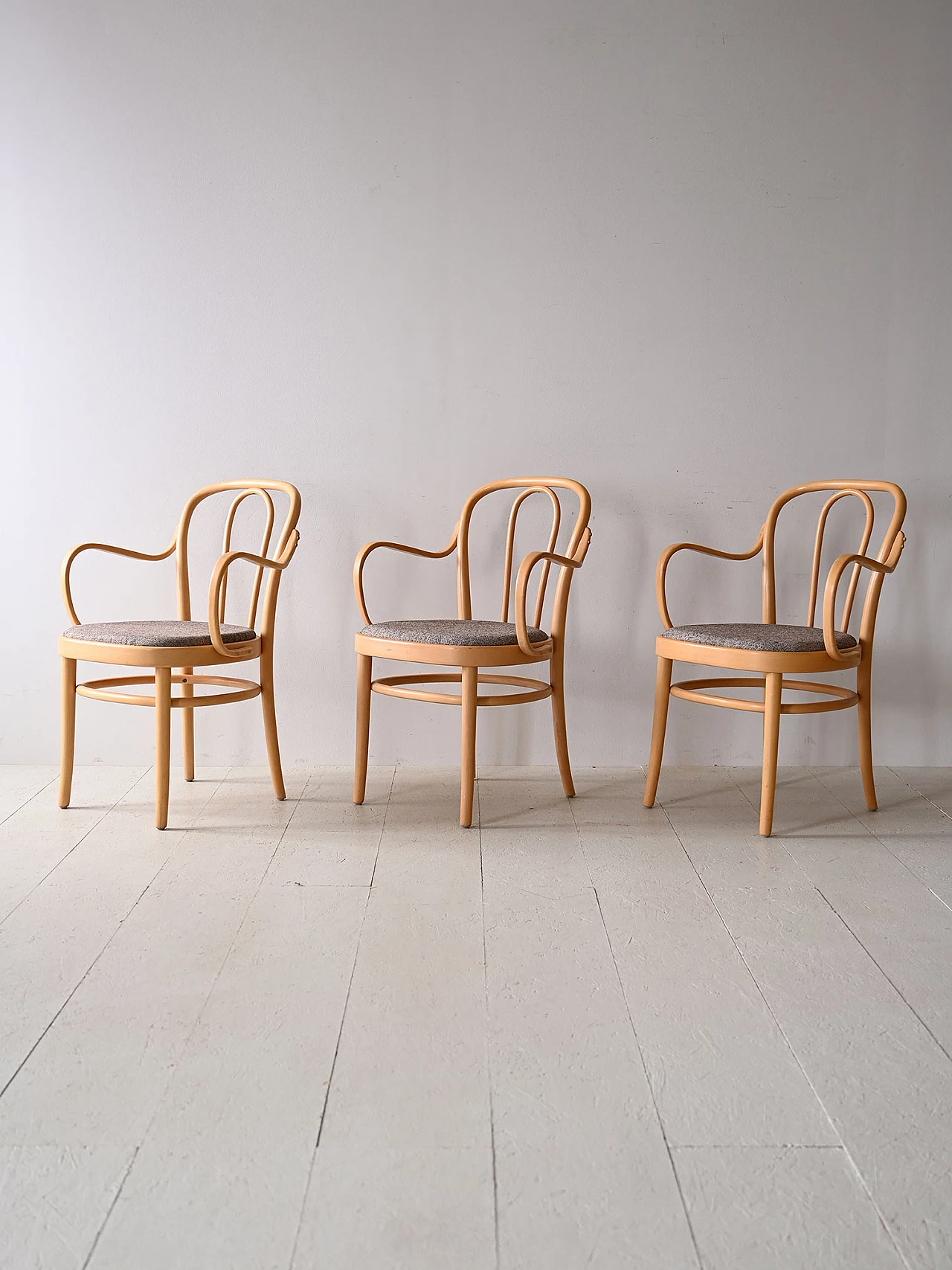 6 Wien beechwood chairs with padded seat, 1960s 3