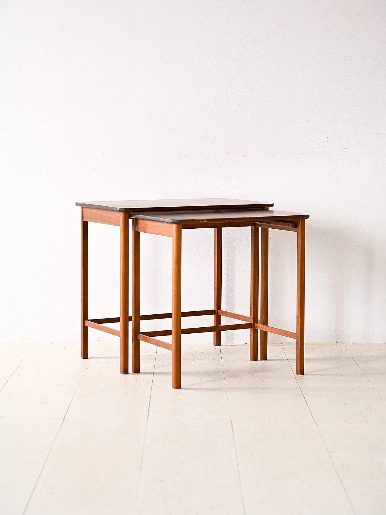 Pair of Scandinavian wooden nesting tables, 1960s 4