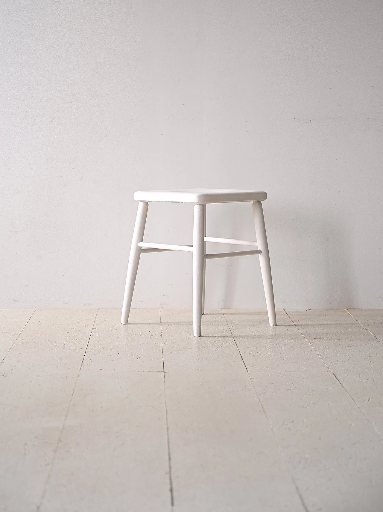 Danish white painted wooden stool, 1960s 1