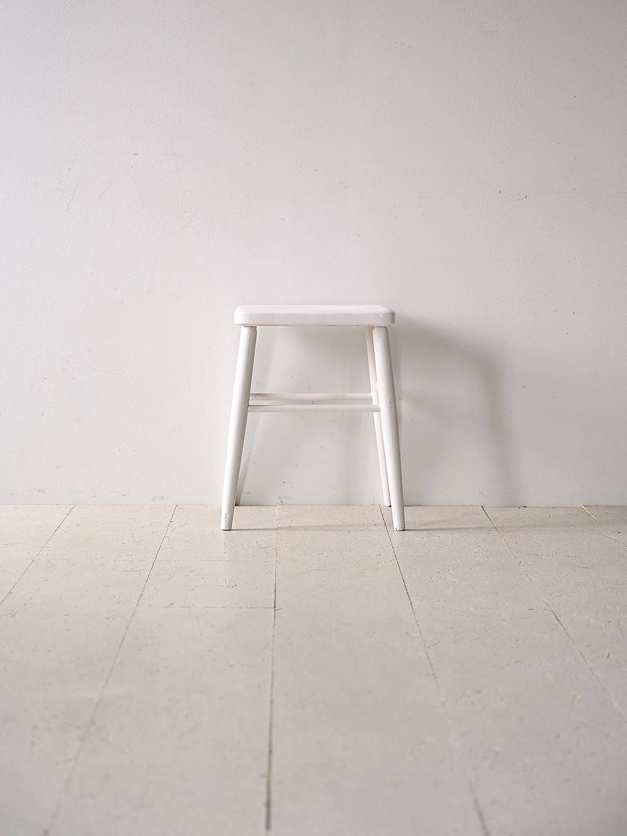 Danish white painted wooden stool, 1960s 2