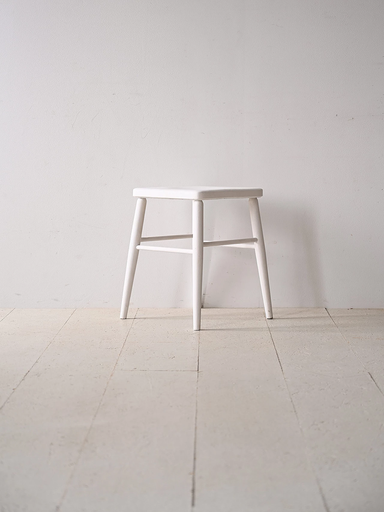 Danish white painted wooden stool, 1960s 3