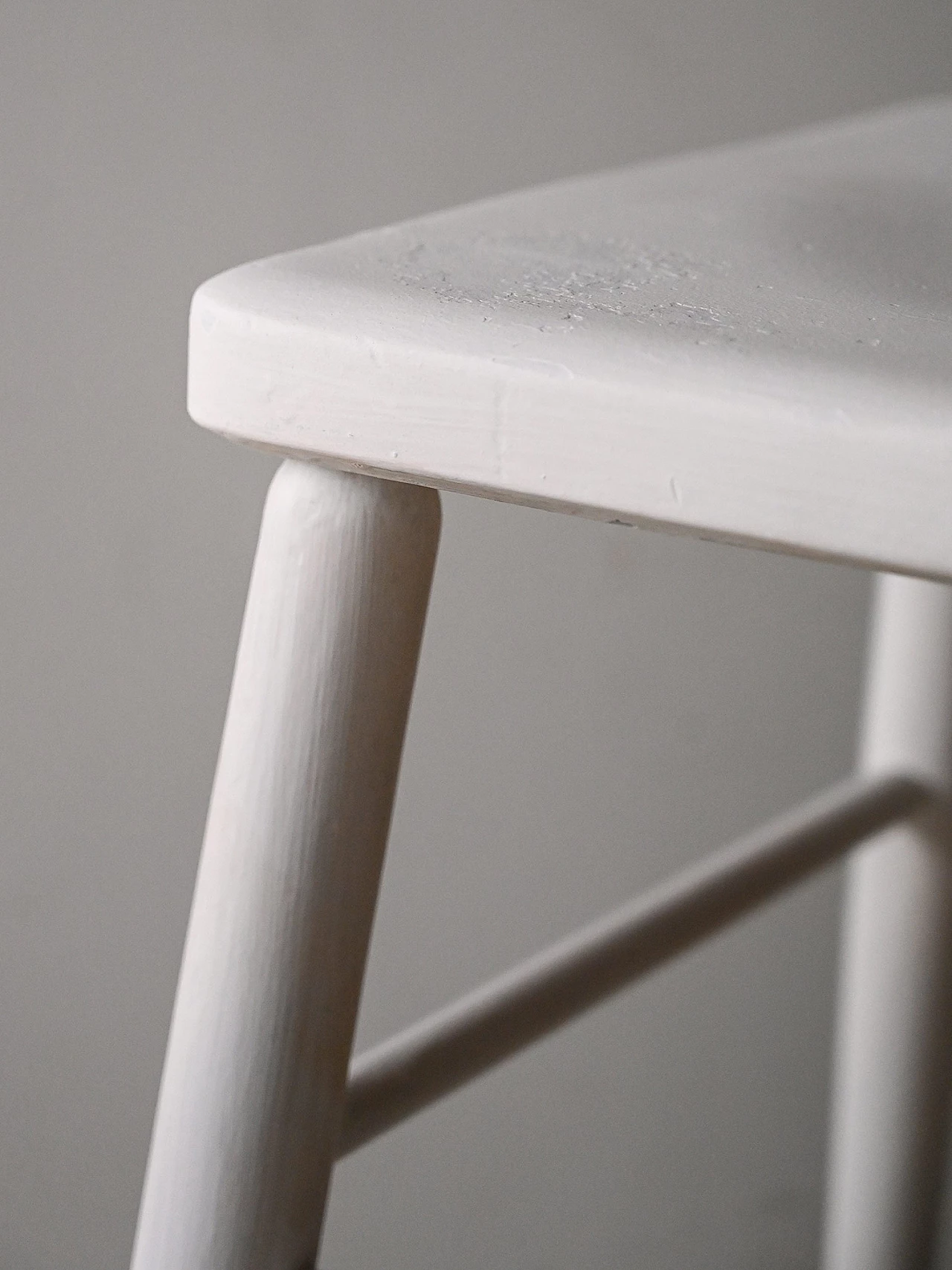 Danish white painted wooden stool, 1960s 5