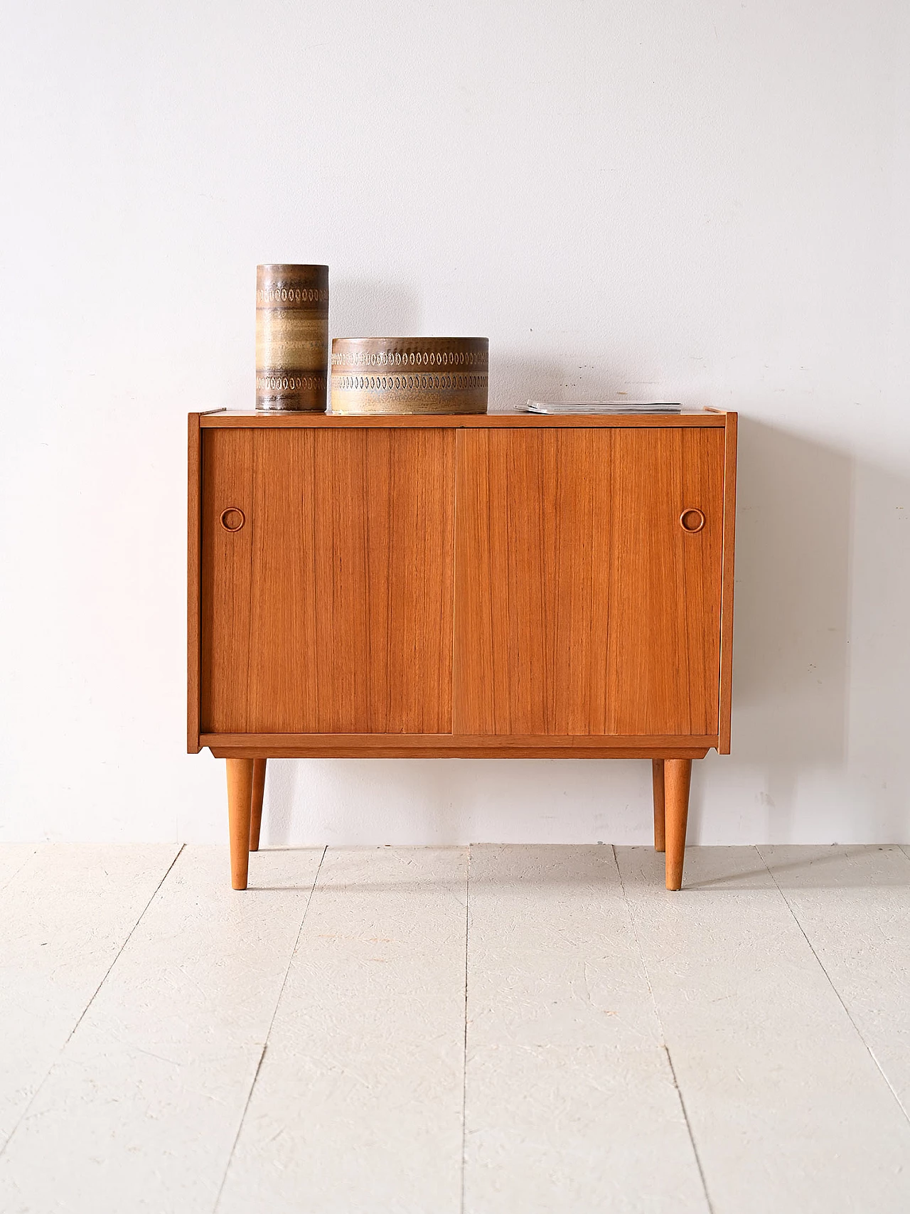 Teak sideboard with two sliding doors, 1960s 1