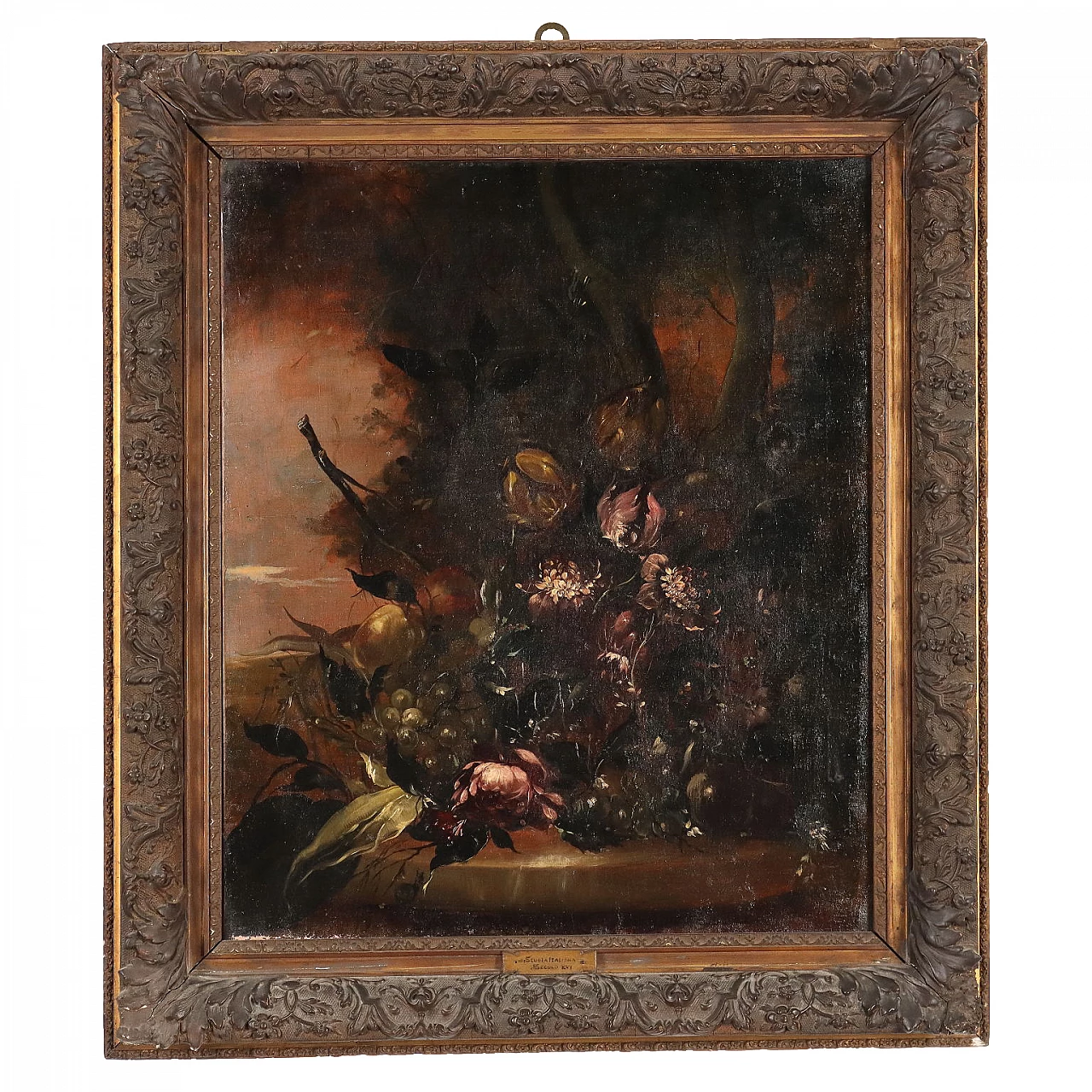 Flower composition, oil on canvas, 19th century 1
