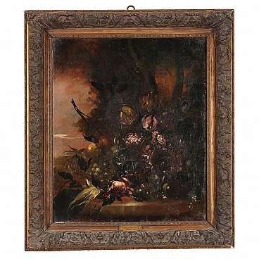 Flower composition, oil on canvas, 19th century