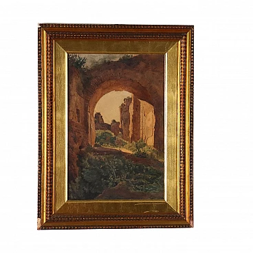 Salomon Corrodi, Veduta con colline, acquerello su carta, '800