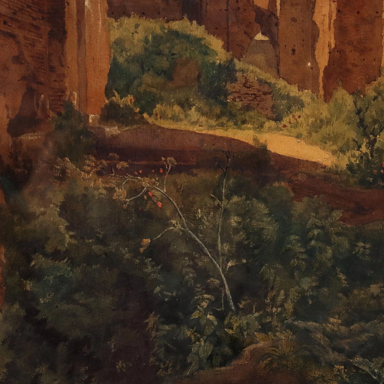 Salomon Corrodi, Veduta con colline, acquerello su carta, '800 4