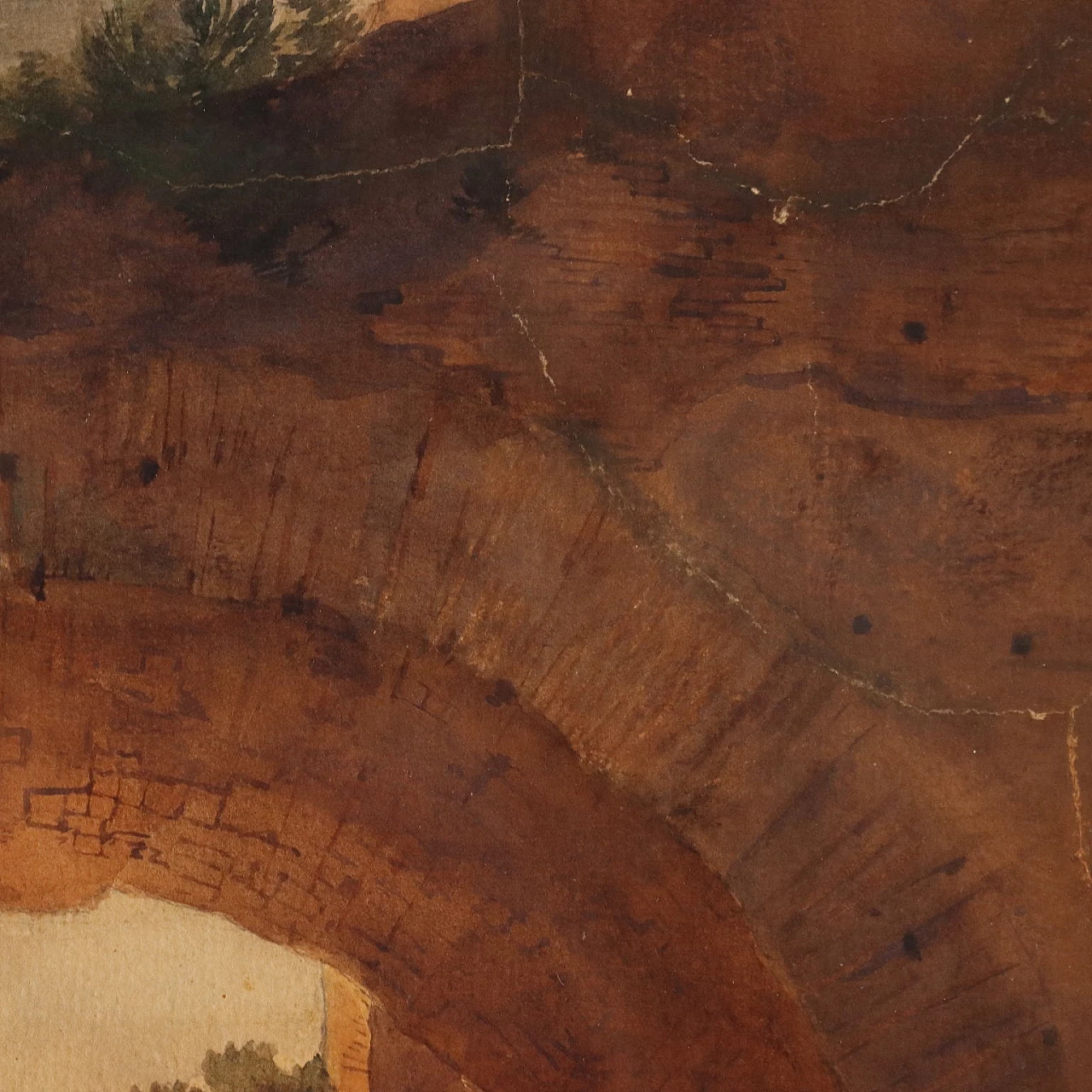 Salomon Corrodi, Veduta con colline, acquerello su carta, '800 5