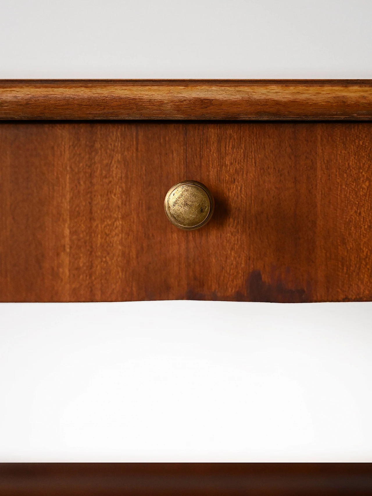 Mahogany bedside table with drawer and golden metal knob, 1960s 8