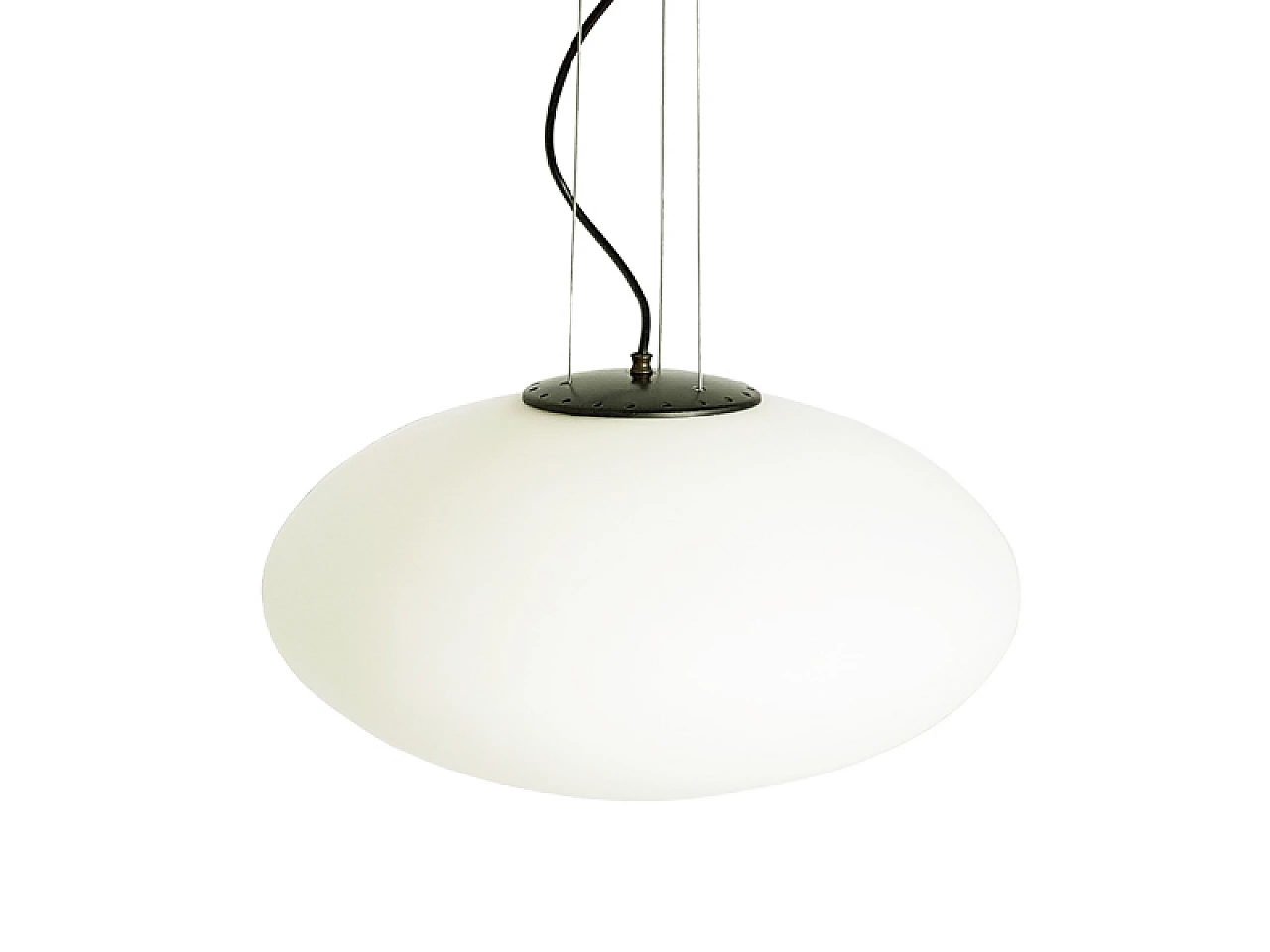 White opaline glass ceiling lamp in the style of Stilnovo, 1960s 2