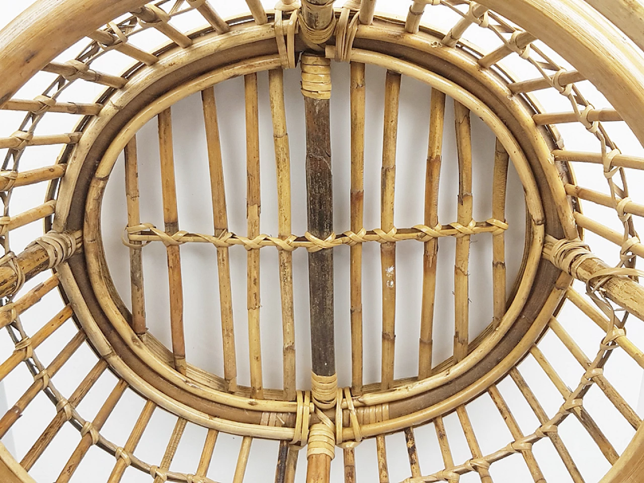 Rattan & rush magazine rack, 1960s 5