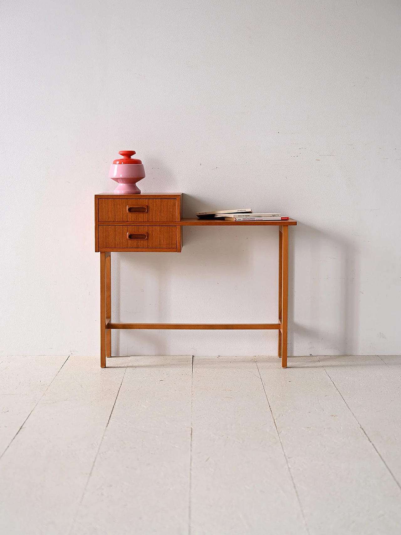 Consolle in teak con due cassetti, anni '60 1