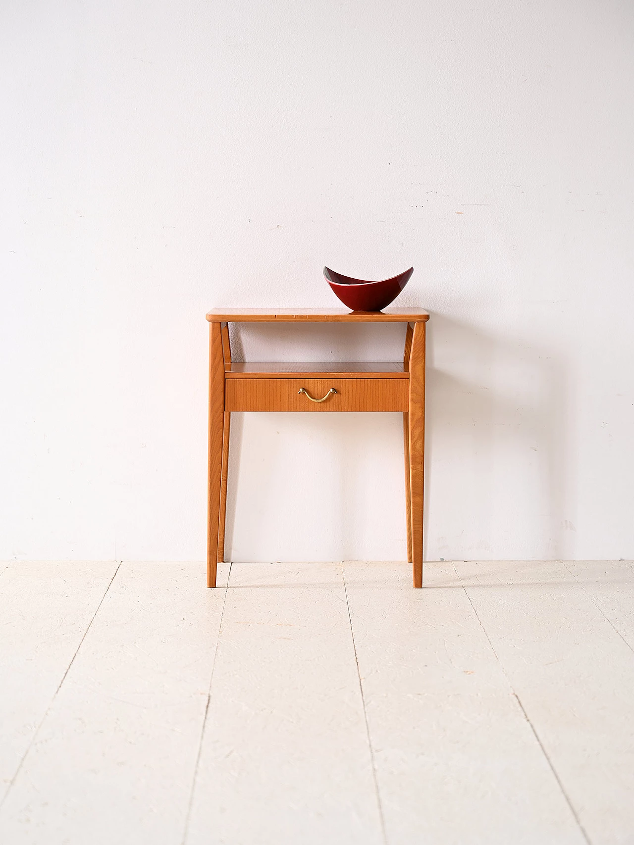 Teak and birch bedside table with drawer, 1960s 2