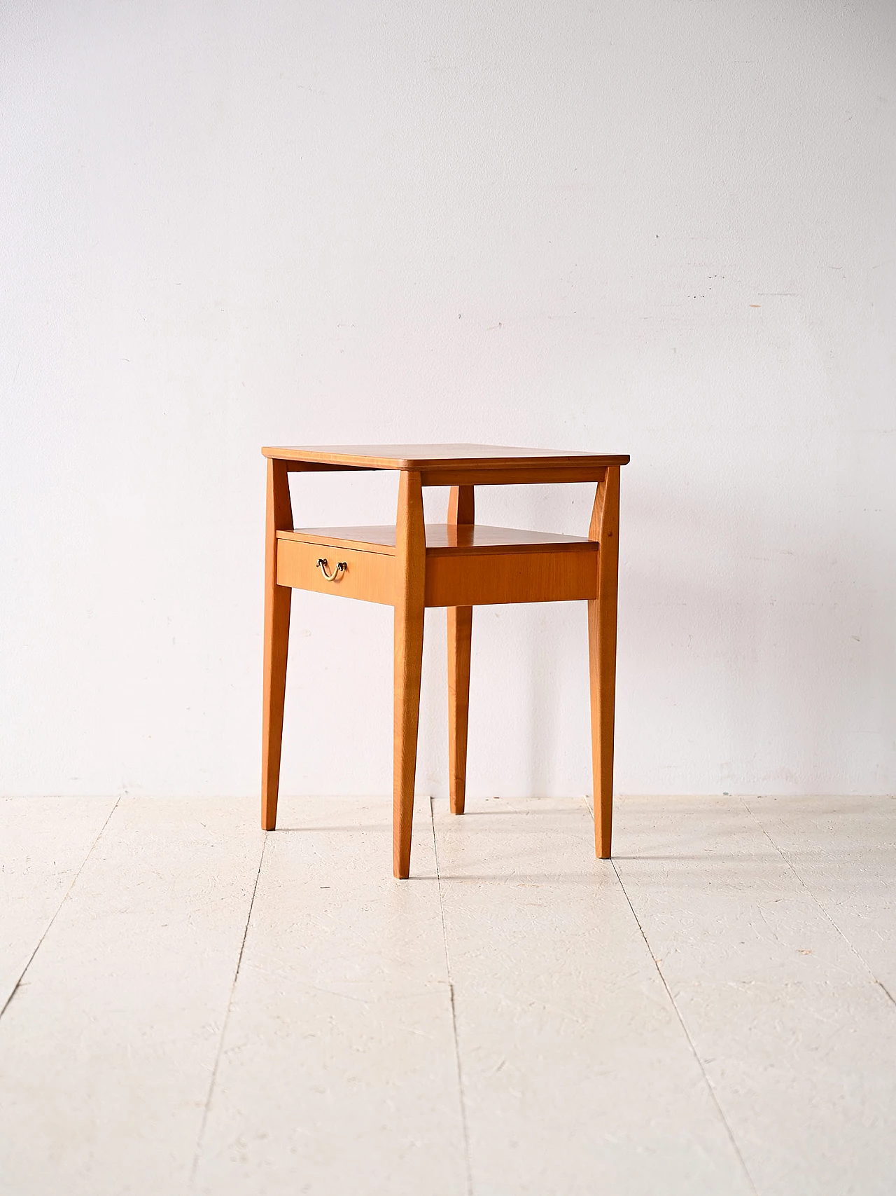 Teak and birch bedside table with drawer, 1960s 4