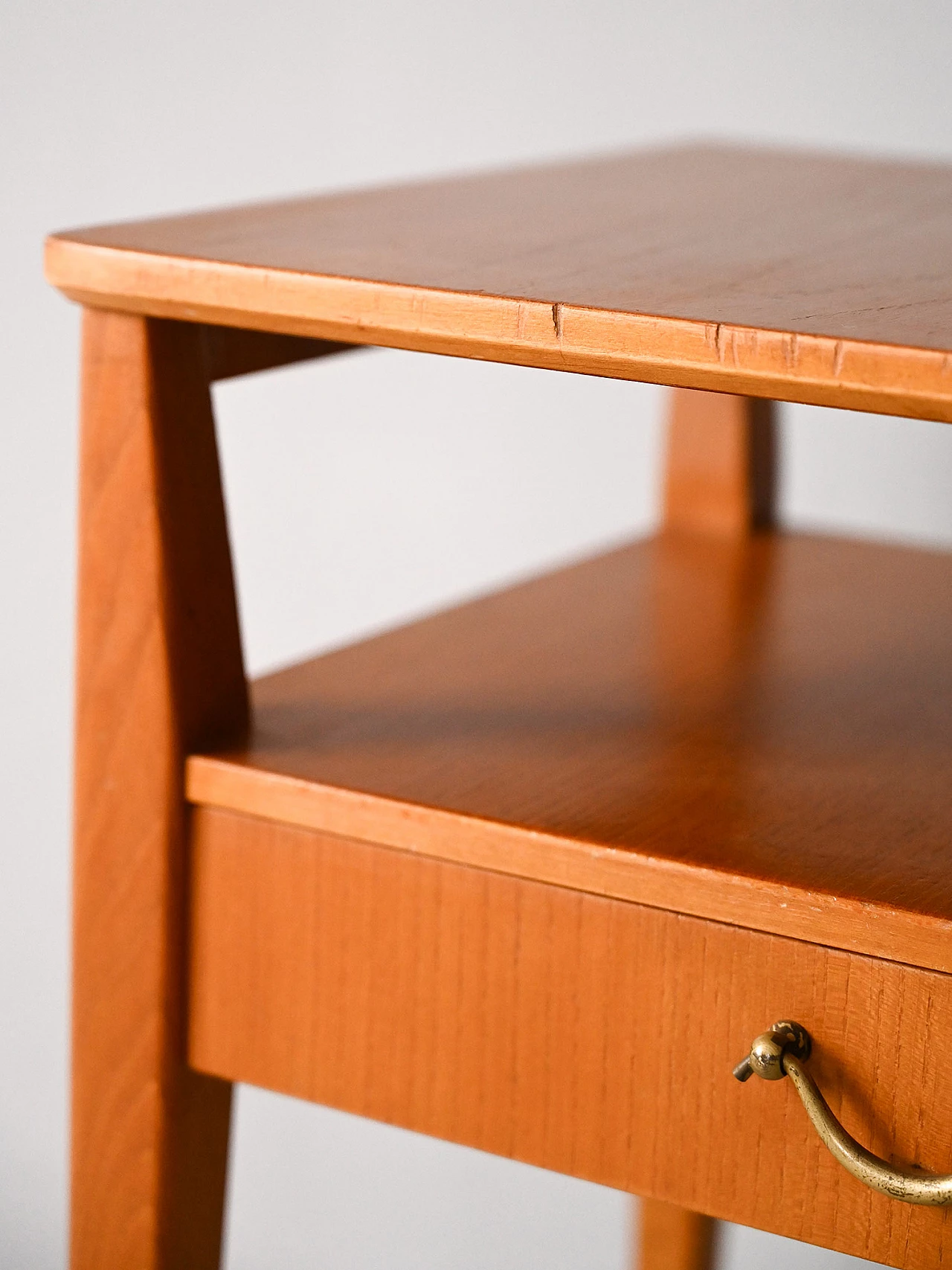 Teak and birch bedside table with drawer, 1960s 6