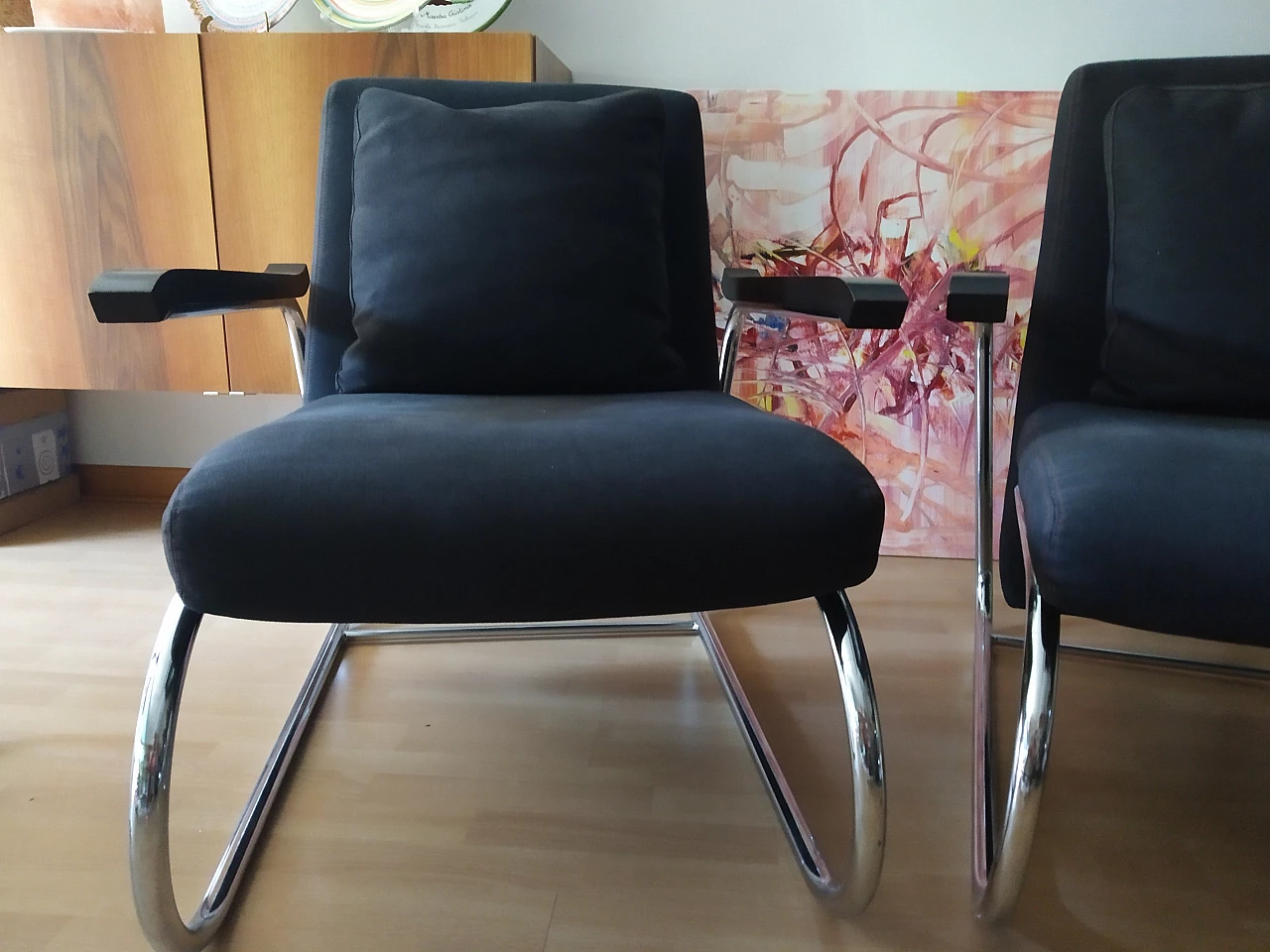Pair of Gipsy armchairs in anthracite fabric by Felicerossi 4