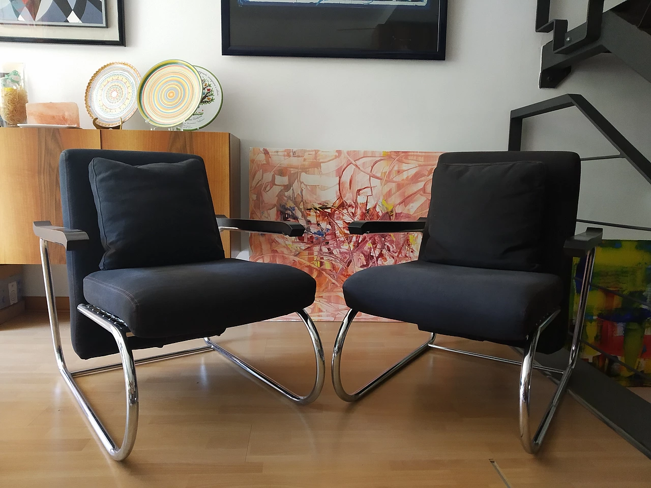 Pair of Gipsy armchairs in anthracite fabric by Felicerossi 6