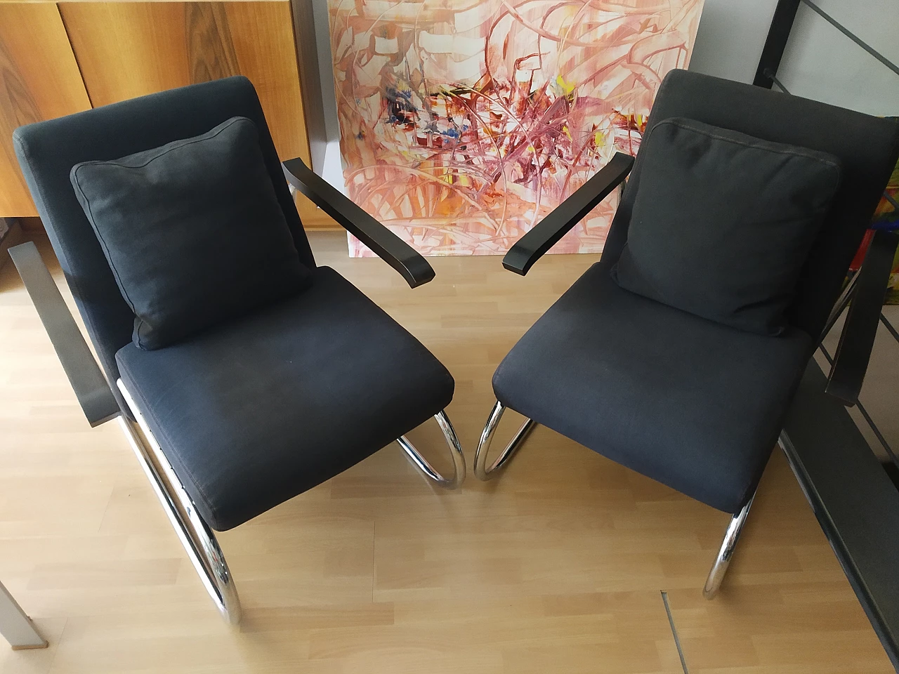 Pair of Gipsy armchairs in anthracite fabric by Felicerossi 8