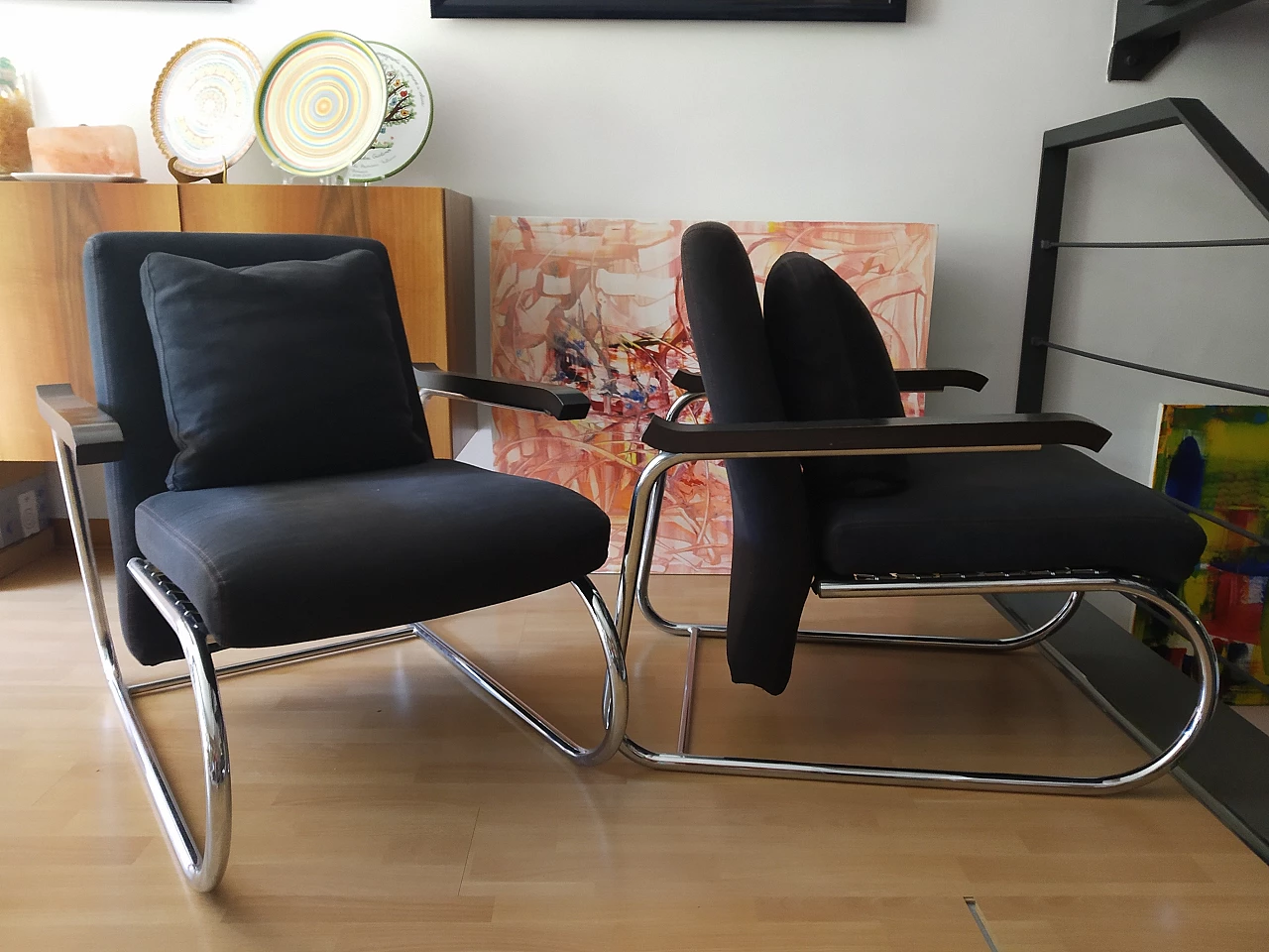 Pair of Gipsy armchairs in anthracite fabric by Felicerossi 9