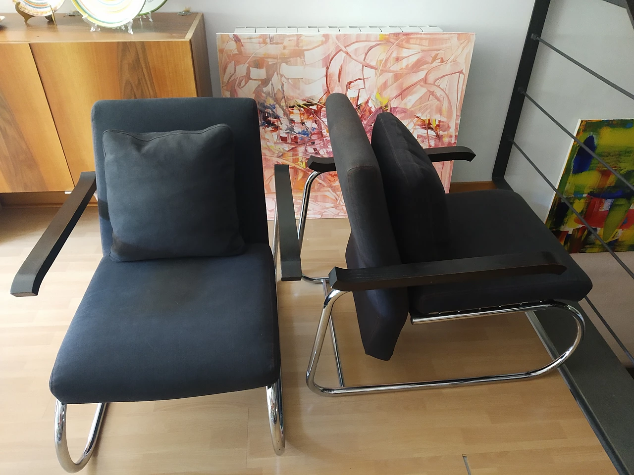 Pair of Gipsy armchairs in anthracite fabric by Felicerossi 14