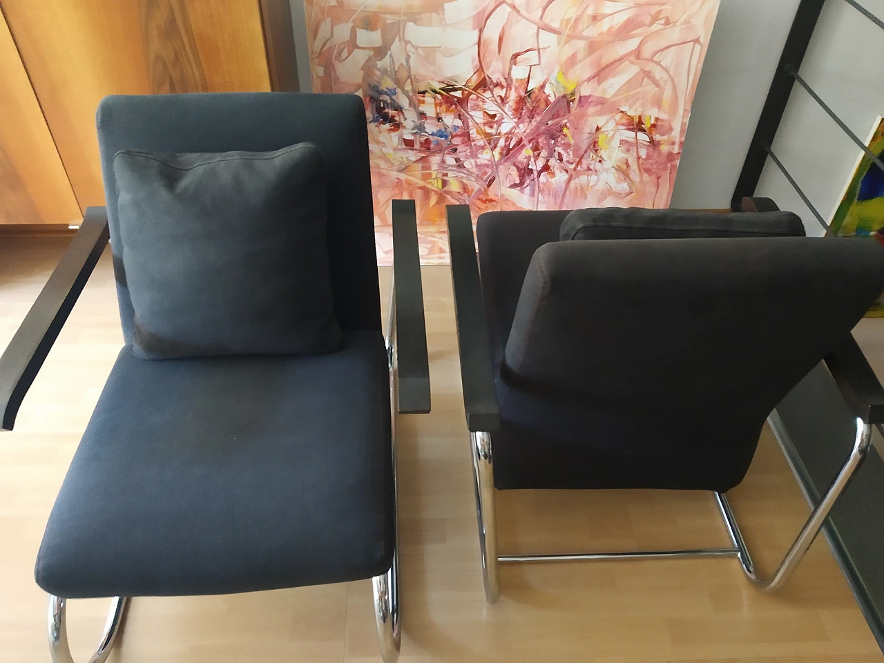 Pair of Gipsy armchairs in anthracite fabric by Felicerossi 17
