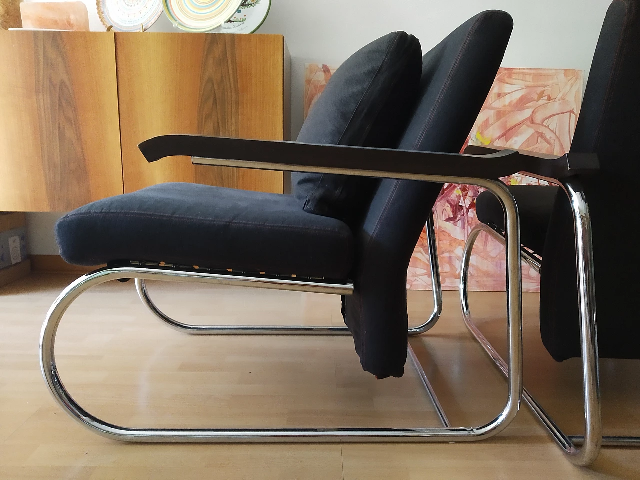 Coppia di poltrone Gipsy in tessuto antracite di Felicerossi 34