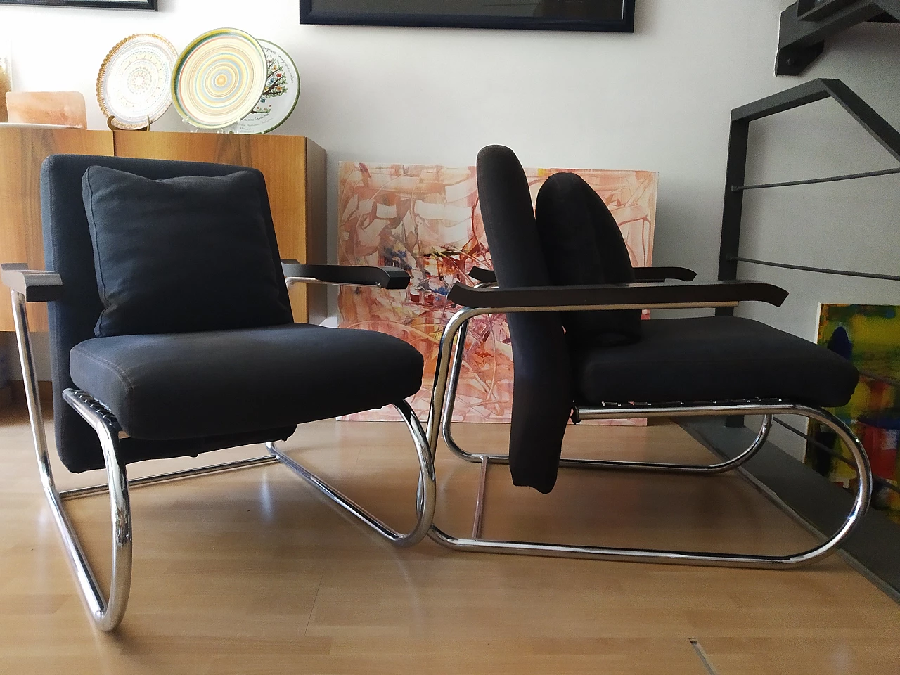 Coppia di poltrone Gipsy in tessuto antracite di Felicerossi 58