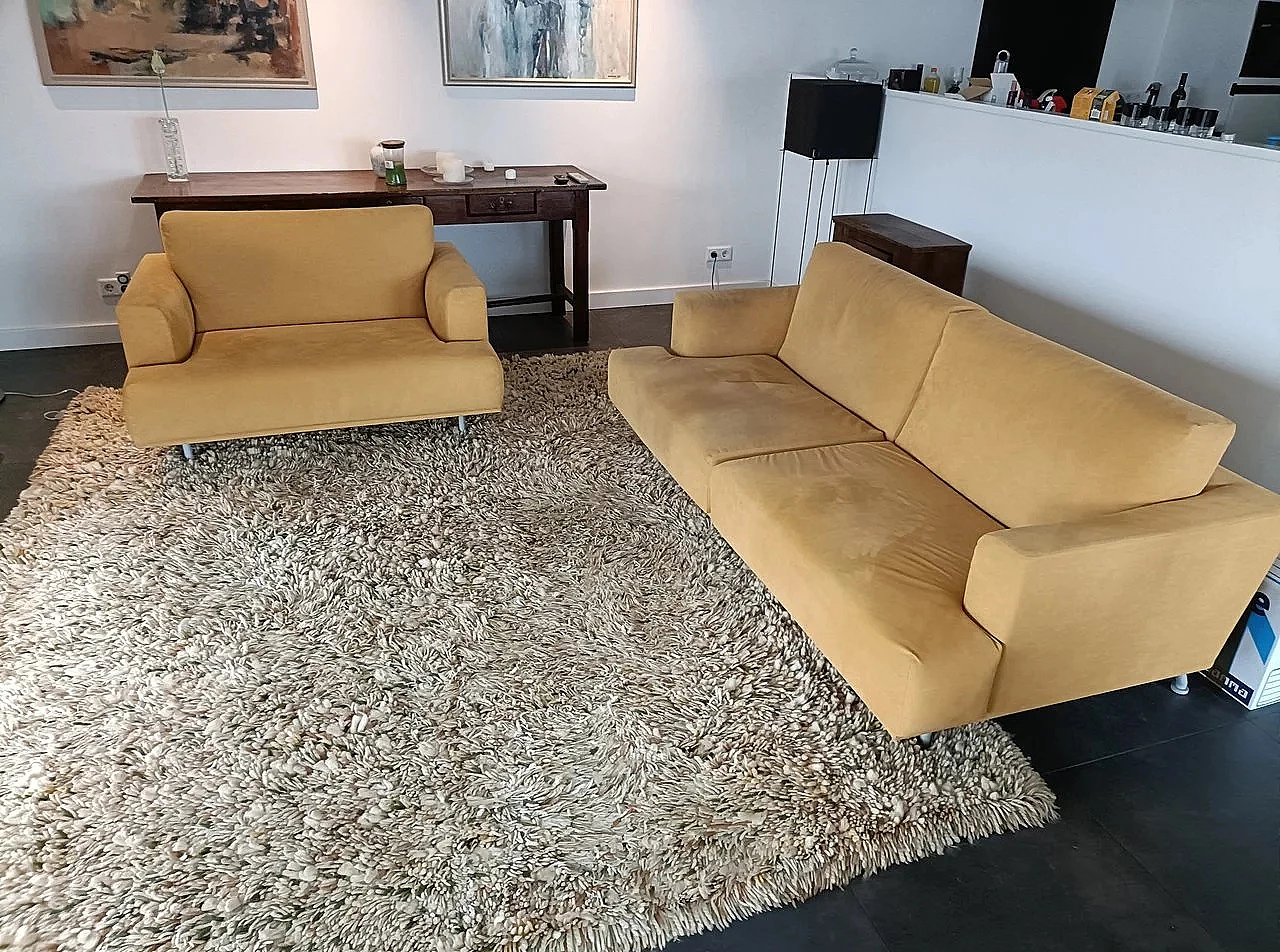 Sofa 190 and armchair 120 XL in alcantara by Piero Lissoni for Cassina 1
