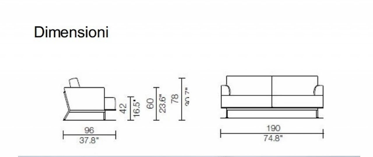 Divano NEST 253 in arancio mattone di Piero Lissoni per Cassina, 1999 10