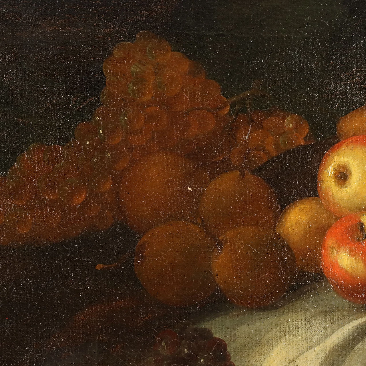 Still life with fruit and mushrooms, oil on canvas, 19th century 5