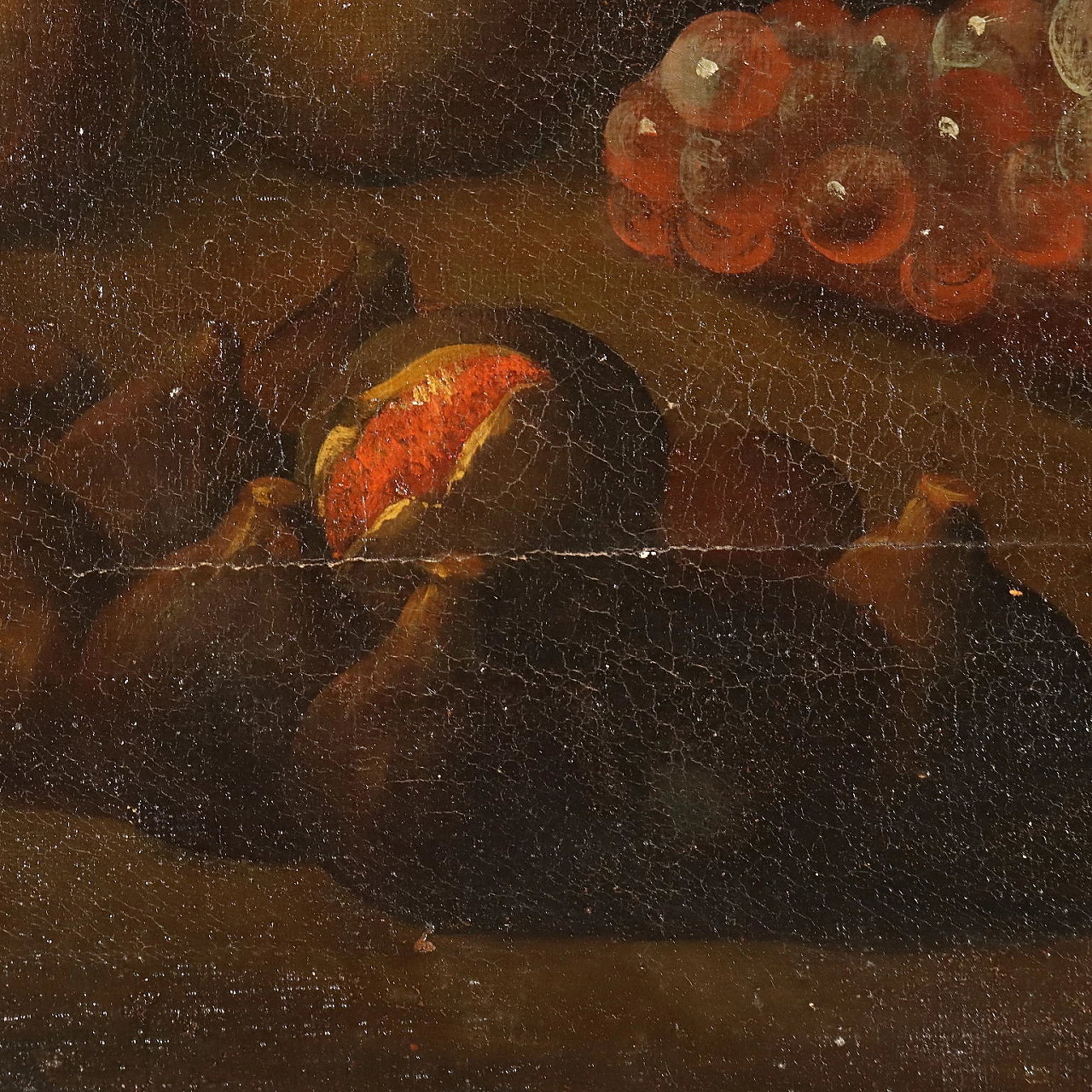 Still life with fruit and mushrooms, oil on canvas, 19th century 7