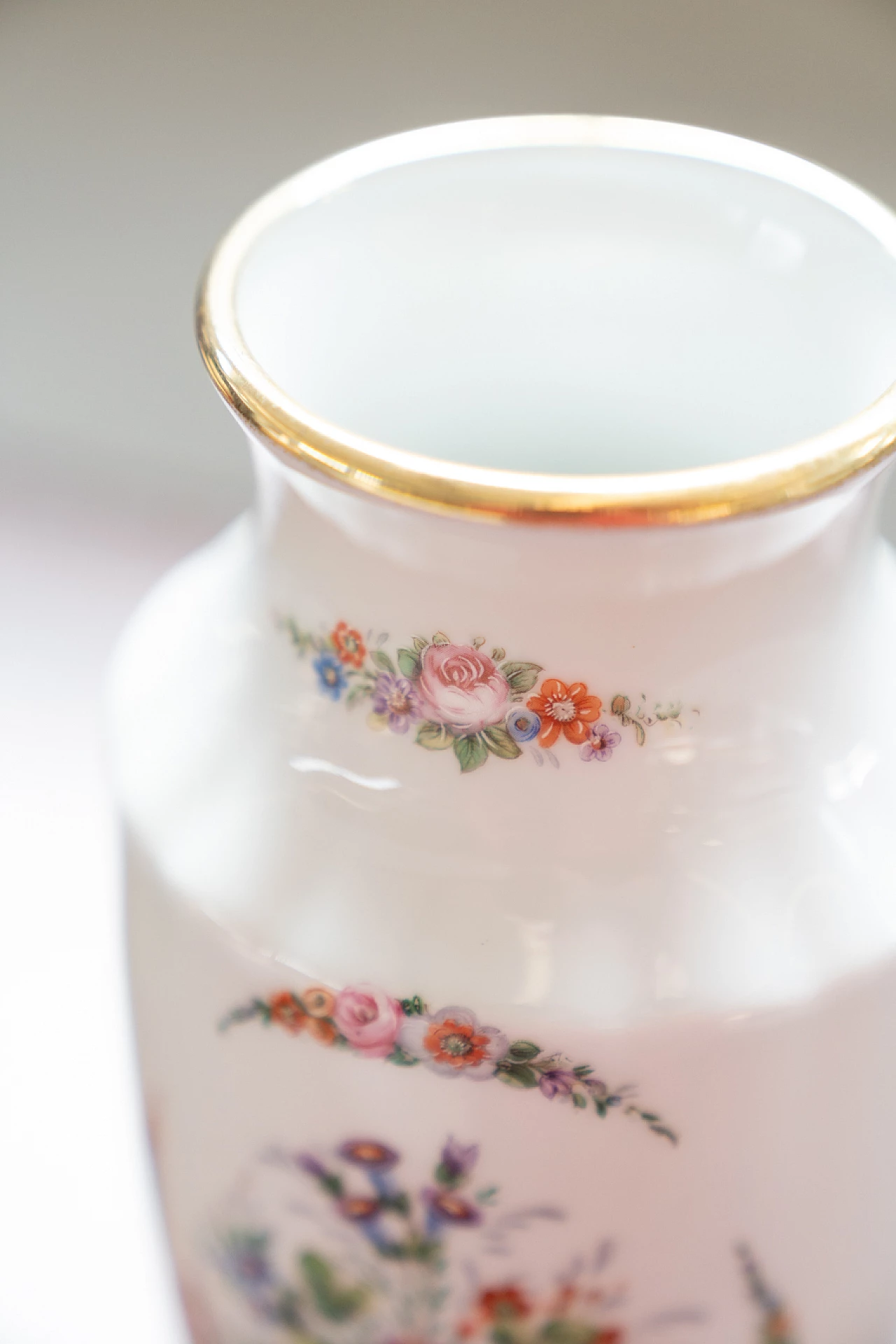Hand-painted porcelain vase by Limonges, 1971 5